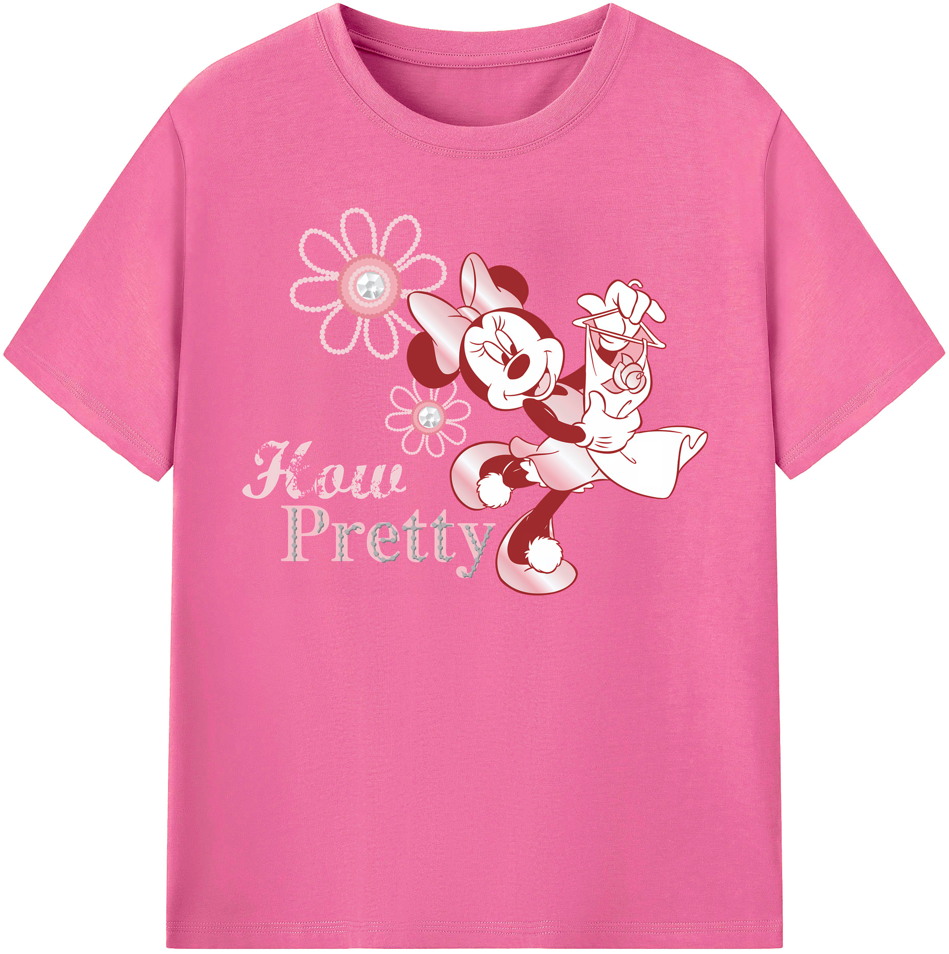 （画像用） ミッキーマウス Mickey Mouse レディースカジュアルプリントTシャツ（綿100％）